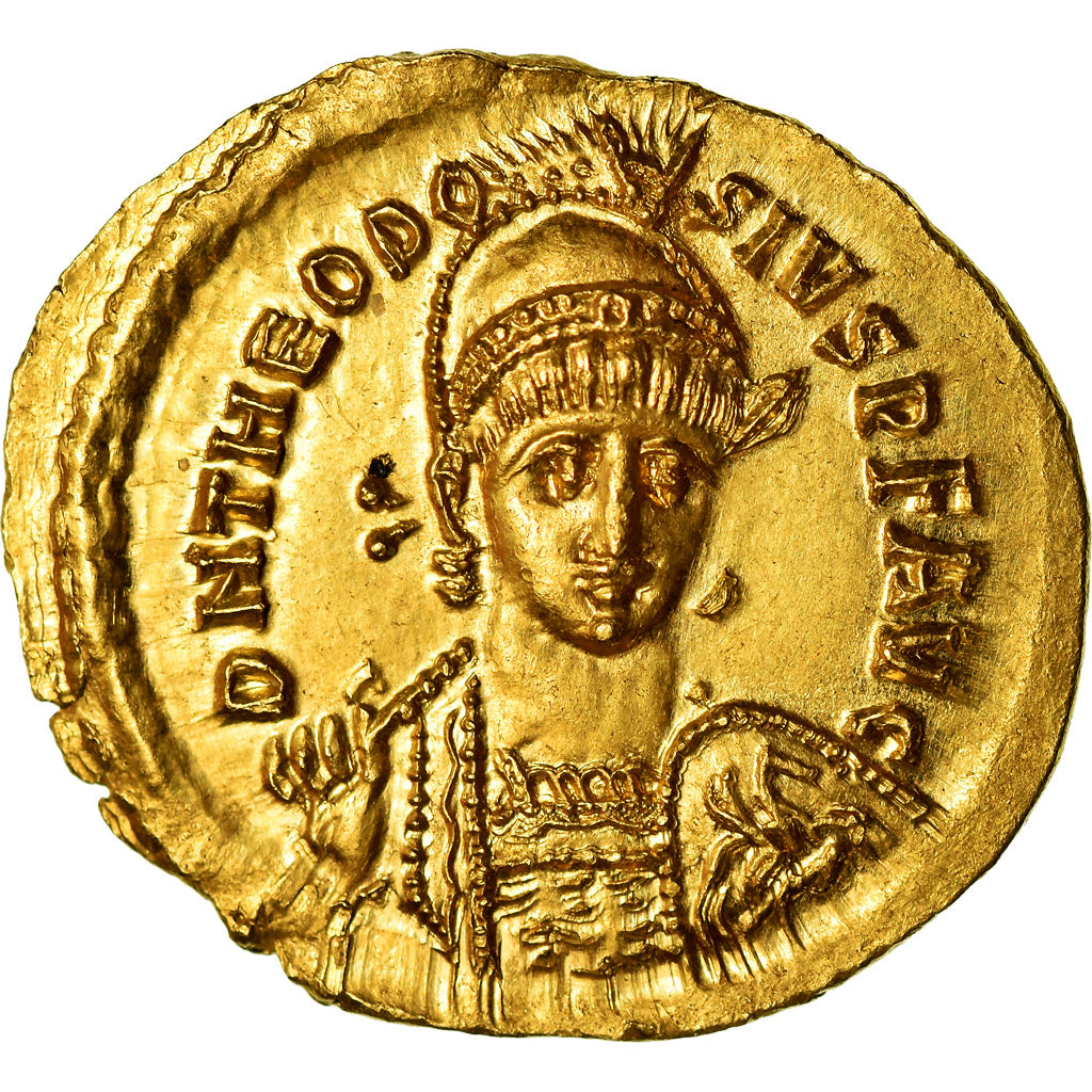 Coin, Theodosius II, Solidus, Thessalonica, MS(63), Gold, RIC:366