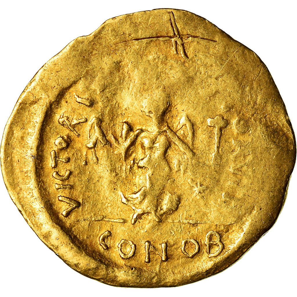 Coin, Justinian I, Tremissis, Constantinople, VF(30-35), Gold, Sear:145