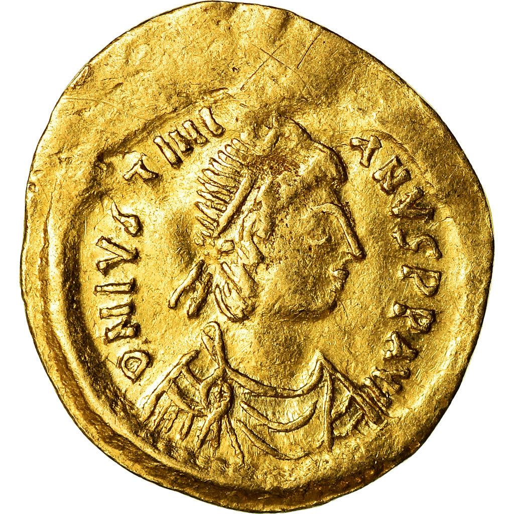 Coin, Justinian I, Tremissis, Constantinople, VF(30-35), Gold, Sear:145