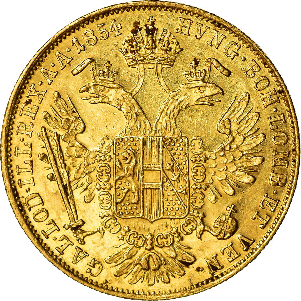 Coin, Austria, Franz Joseph I, Ducat, 1854, Vienna, AU(50-53), Gold, KM:2263