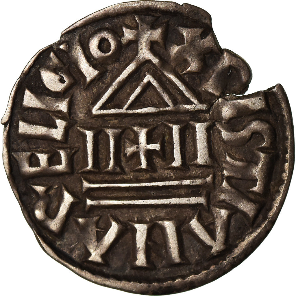 Monnaie, France, Louis le Pieux, Denier au temple, Denier, TB+, Argent