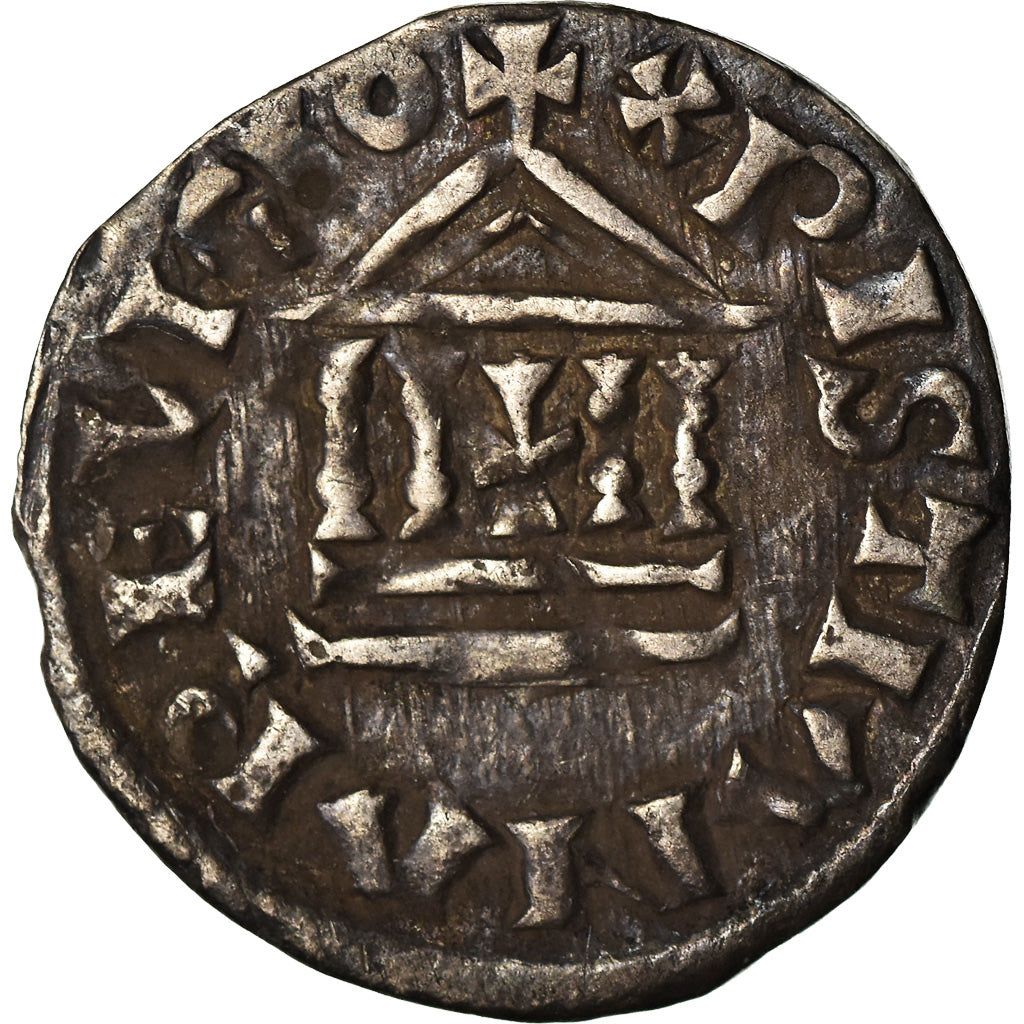 Monnaie, France, Louis le Pieux, Denier au temple, Denier, TTB, Argent