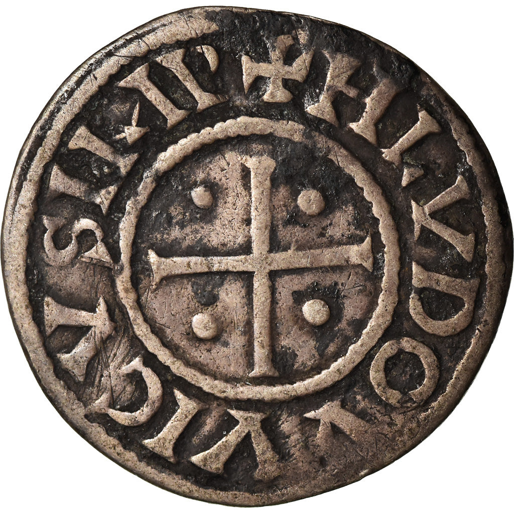 Moneta, Francia, Louis le Pieux, Denier au temple, Denarius, BB, Argento