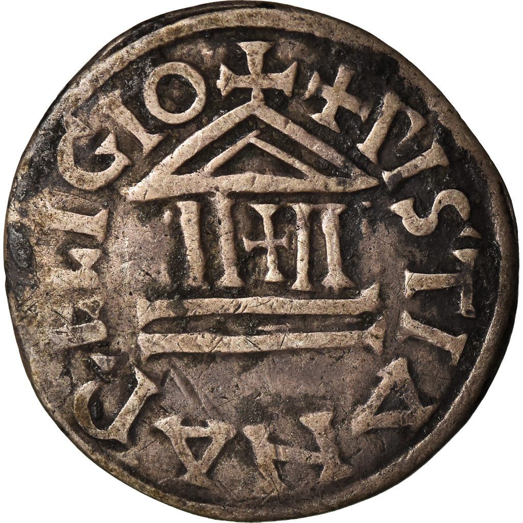 Moneta, Francia, Louis le Pieux, Denier au temple, Denarius, BB, Argento