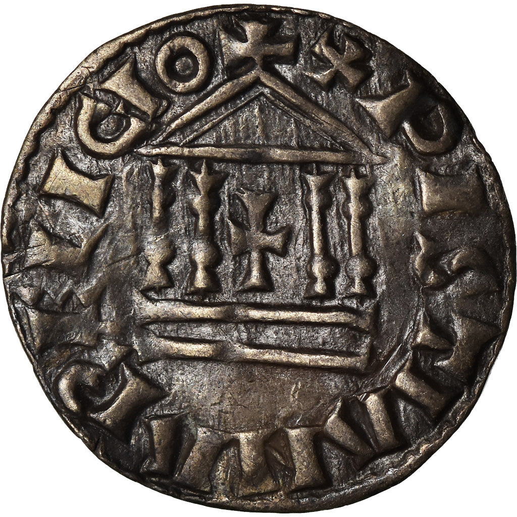 Coin, France, Louis le Pieux, Denier au temple, Denarius, AU(55-58), Silver