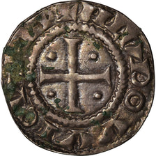 Moneta, Francja, Louis le Pieux, Denier au temple, Denarius, Undated, AU(50-53)