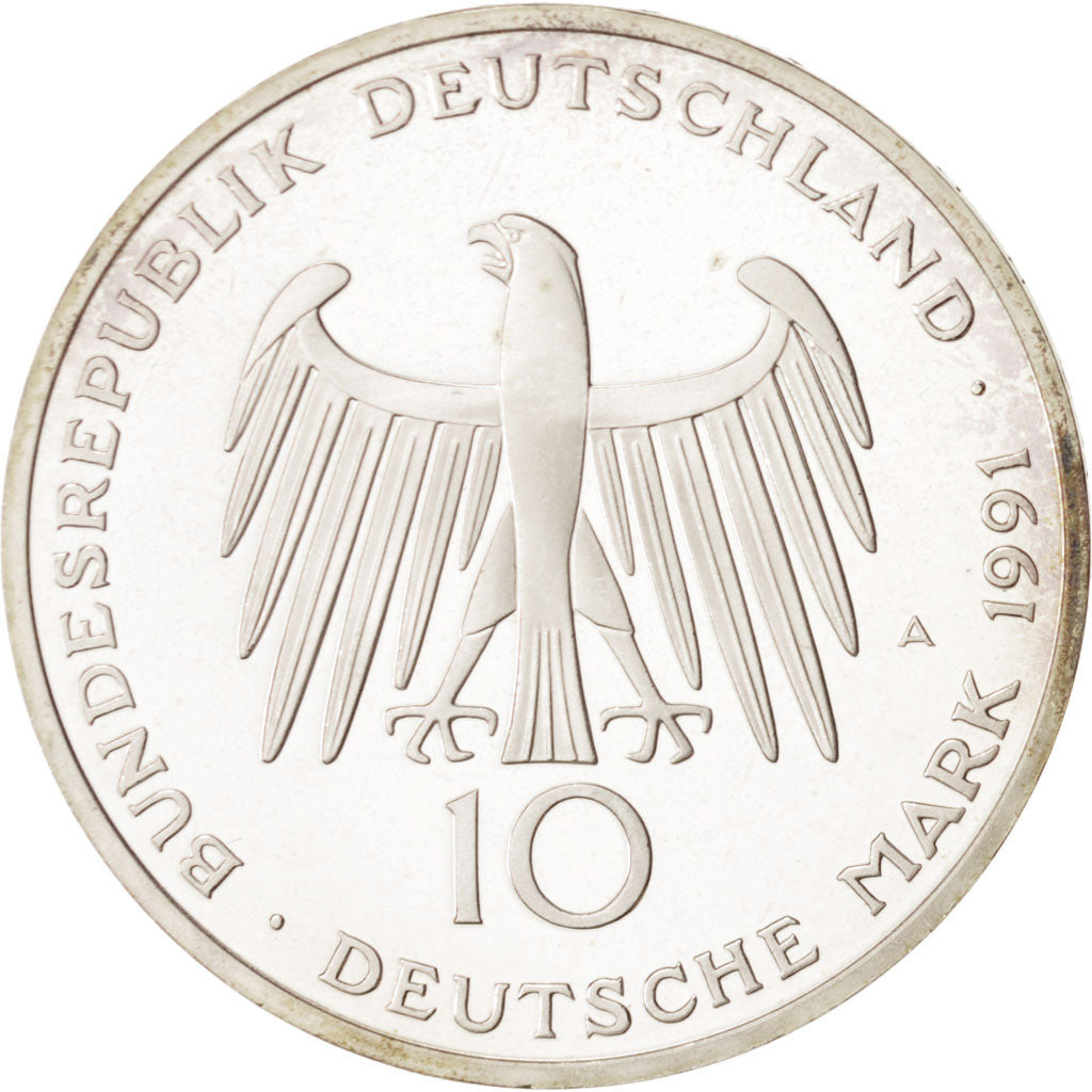 GERMANY - FEDERAL REPUBLIC, 10 Mark, 1991, Berlin, Germany, Silver, KM:177