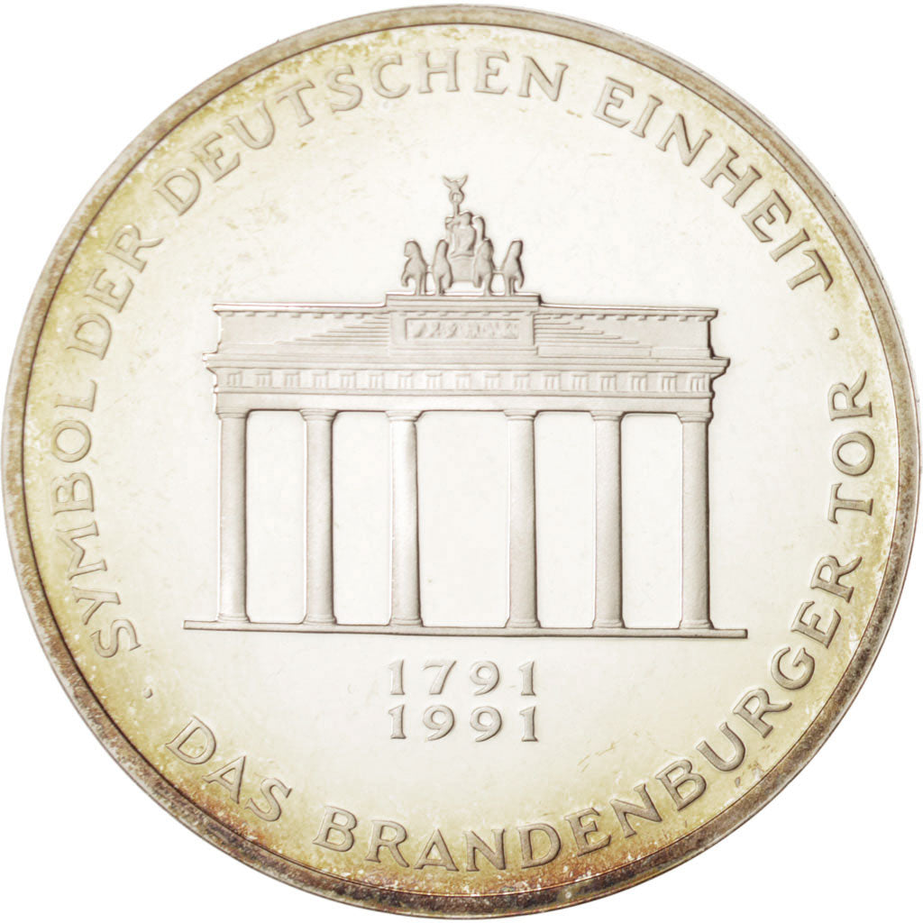 GERMANY - FEDERAL REPUBLIC, 10 Mark, 1991, Berlin, Toned, Silver, KM:177