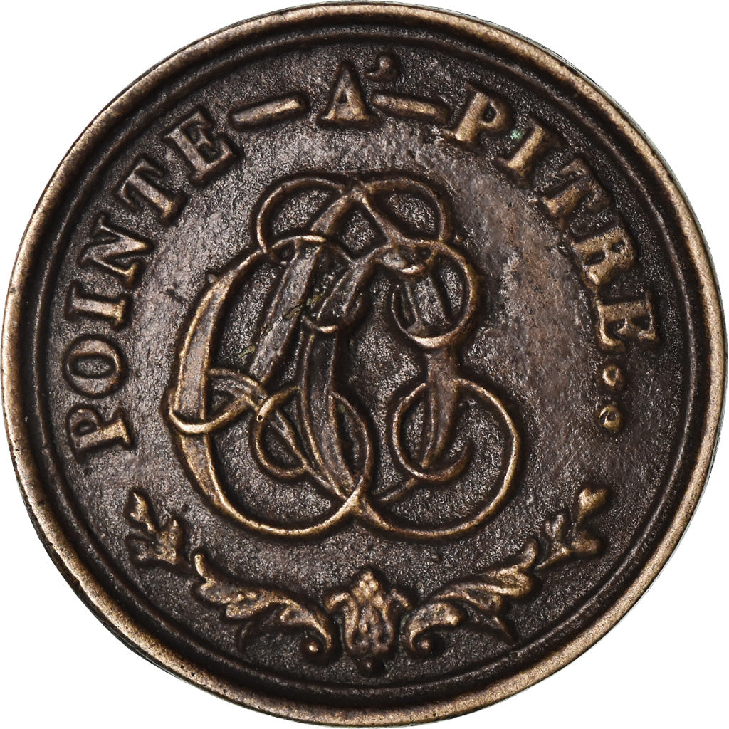 Francia, Token, Colonies, Pointe-à-Pitre, 1/4 Gourde, 1825, MBC+, Métal de