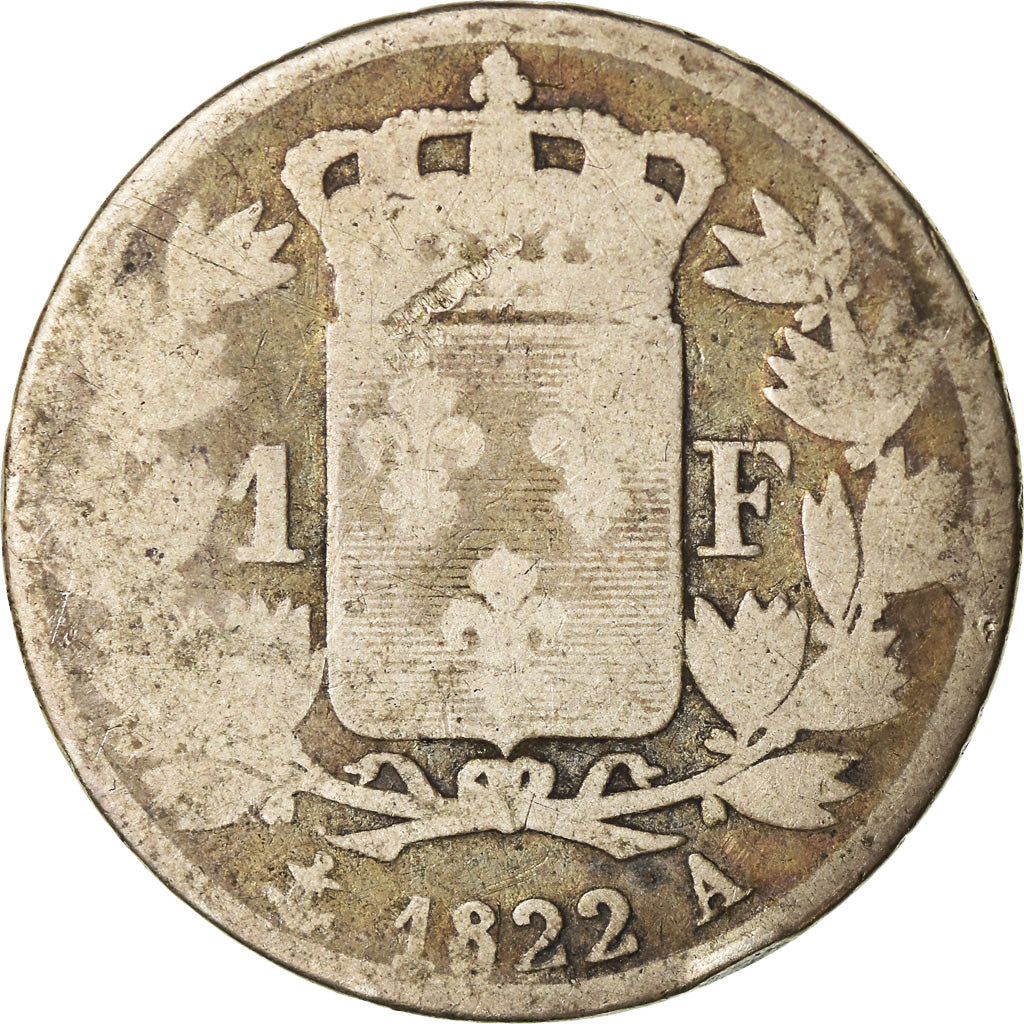 Monnaie, France, Louis XVIII, Louis XVIII, Franc, 1822, Paris, B+, Argent