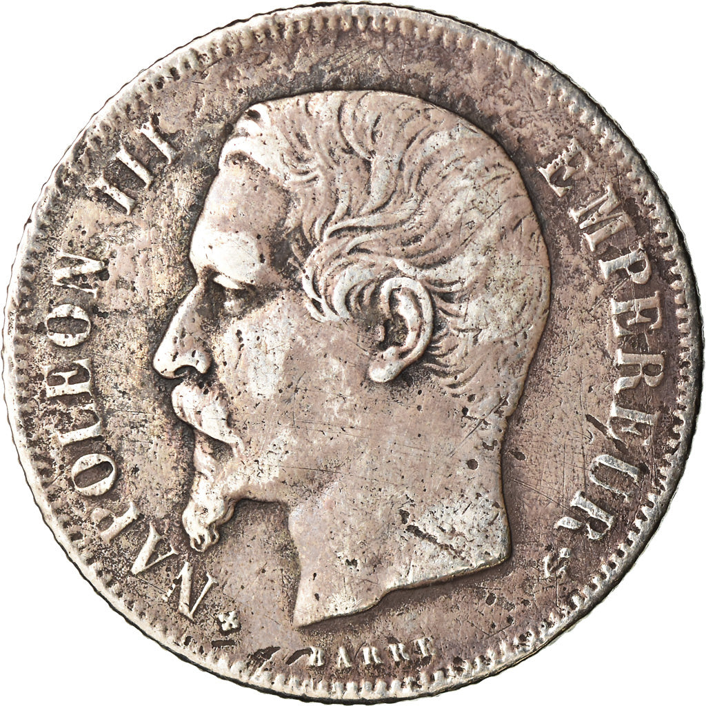 Moneta, Francia, Napoleon III, Napoléon III, Franc, 1860, Strasbourg, MB+