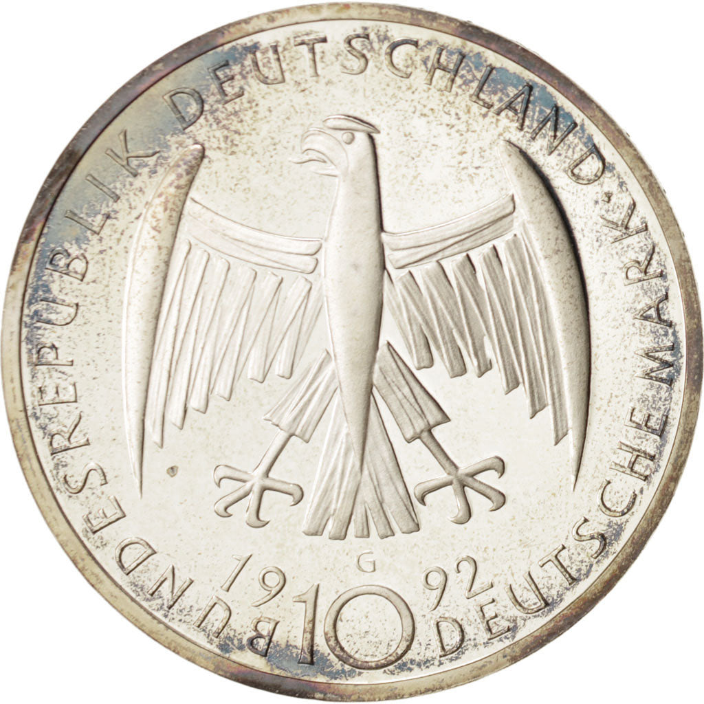 Coin, GERMANY - FEDERAL REPUBLIC, 10 Mark, 1992, Karlsruhe, Germany, MS(64)