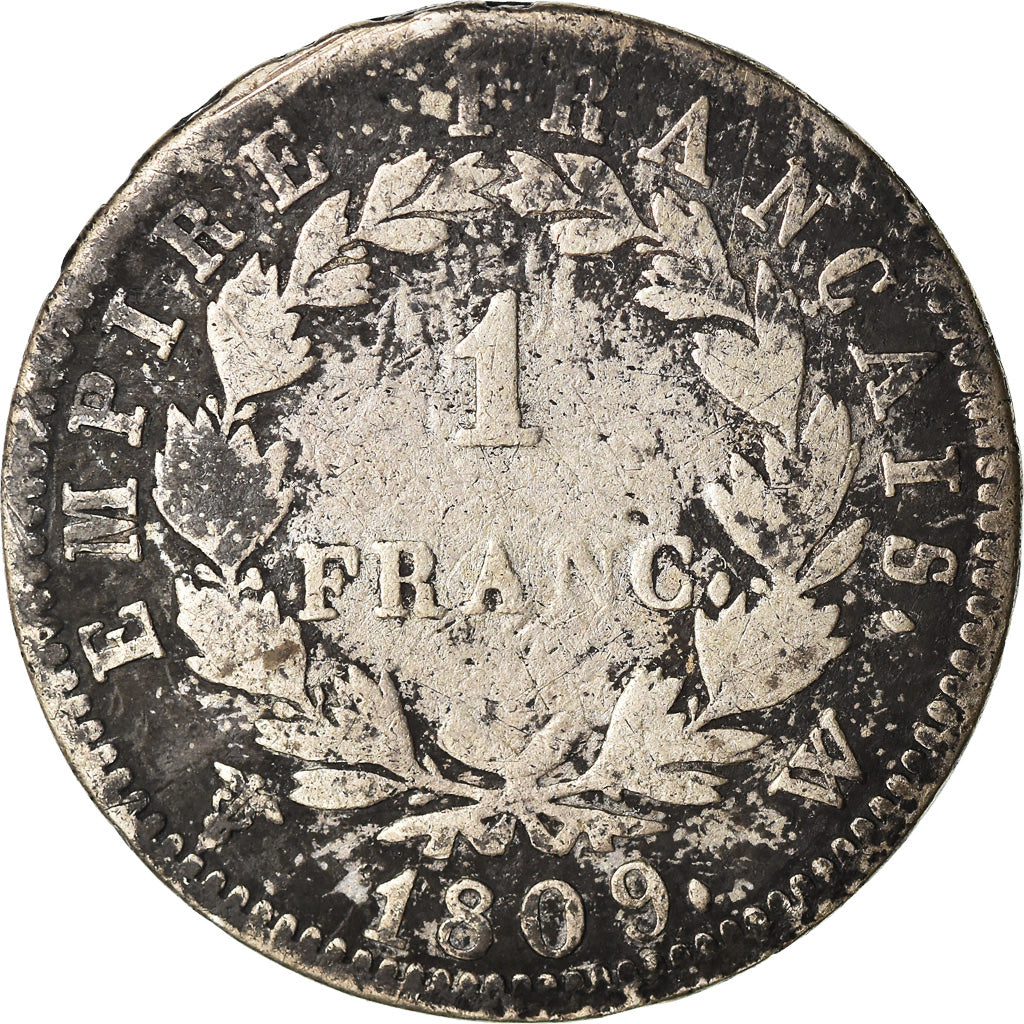 Moneta, Francja, Napoléon I, Franc, 1809, Lille, F(12-15), Srebro, KM:692.16