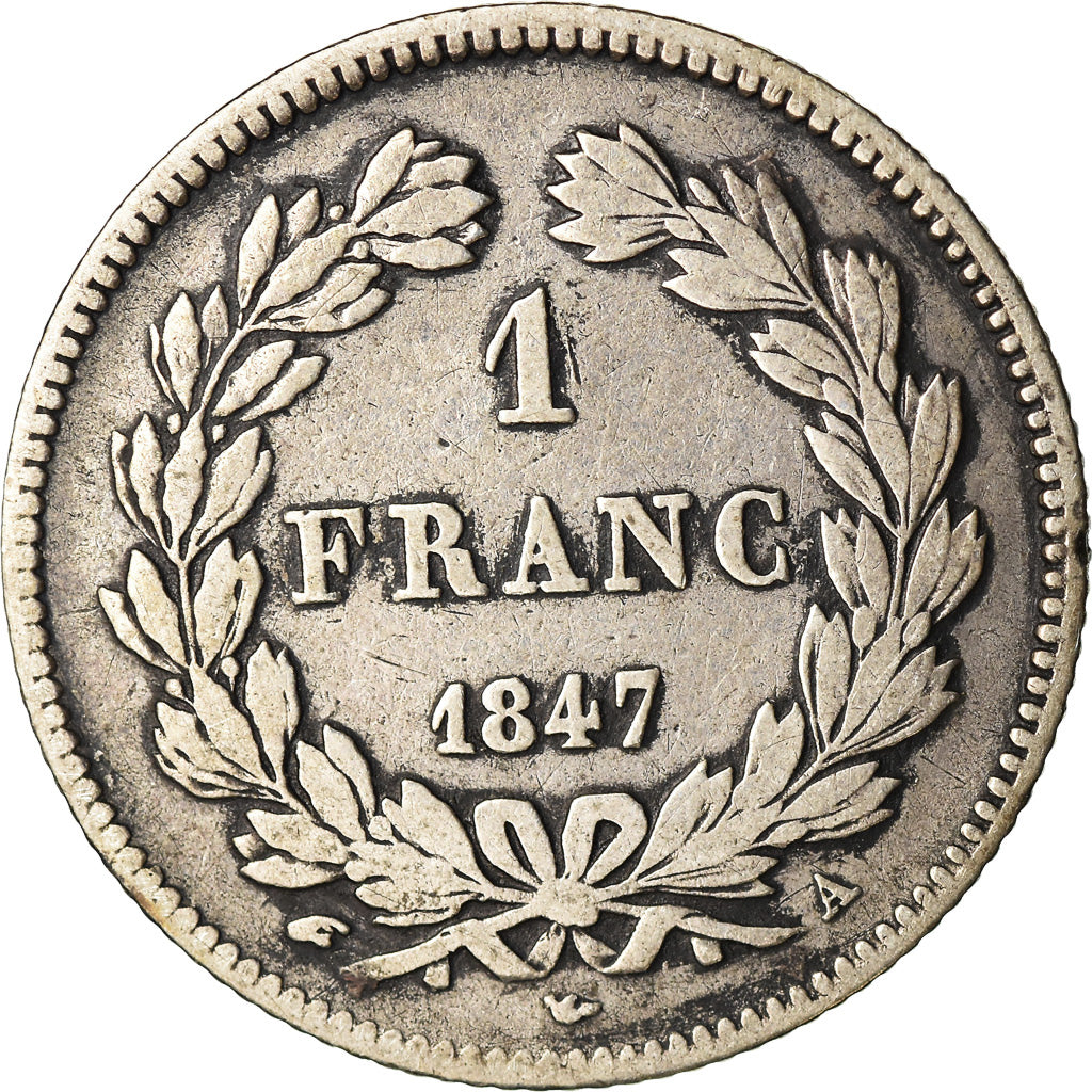 Coin, France, Louis-Philippe, Franc, 1847, Paris, VF(20-25), Silver, KM:748.1