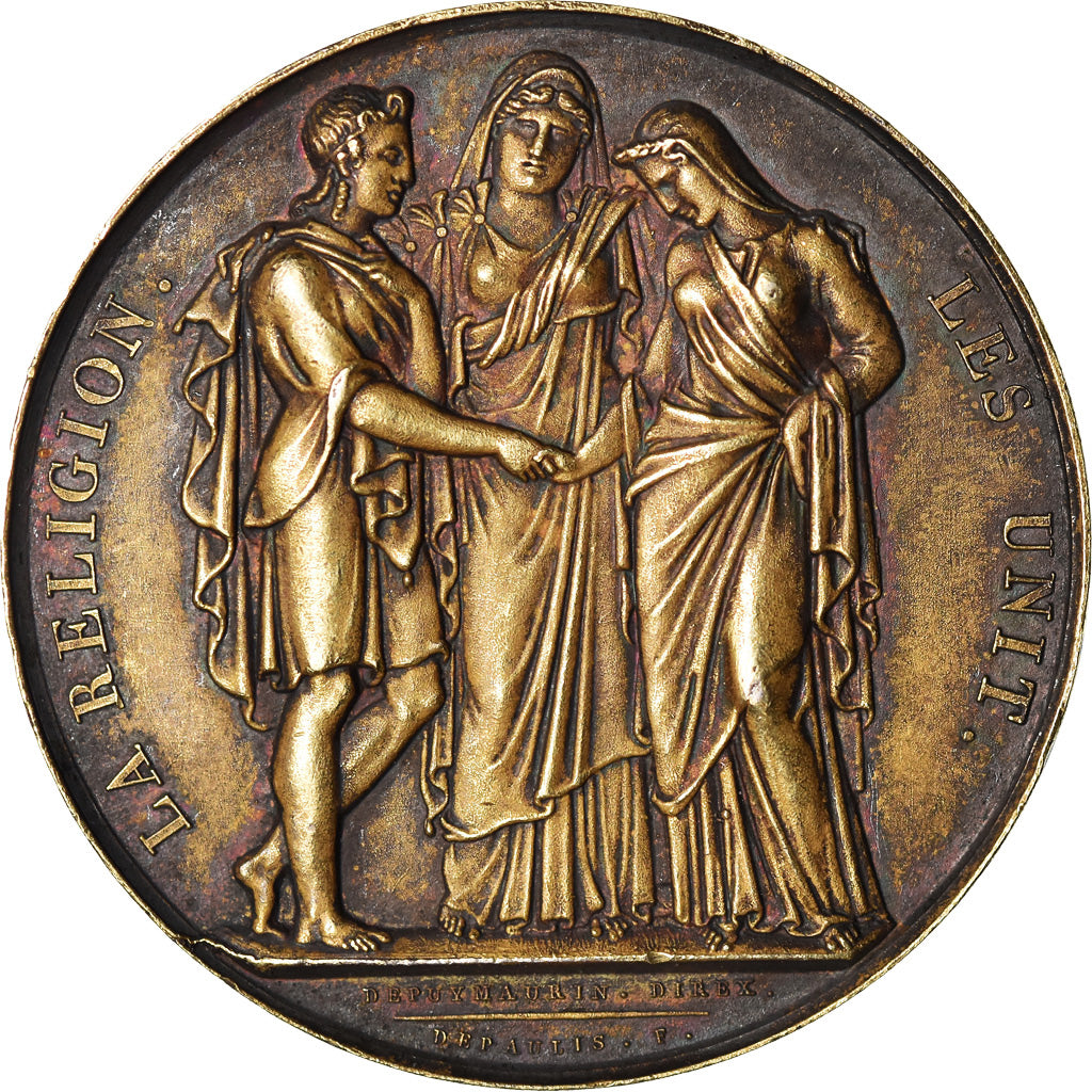 Francja, Medal, Mariage, La Religion les Unit, 1828, Depaulis, AU(50-53), Srebro