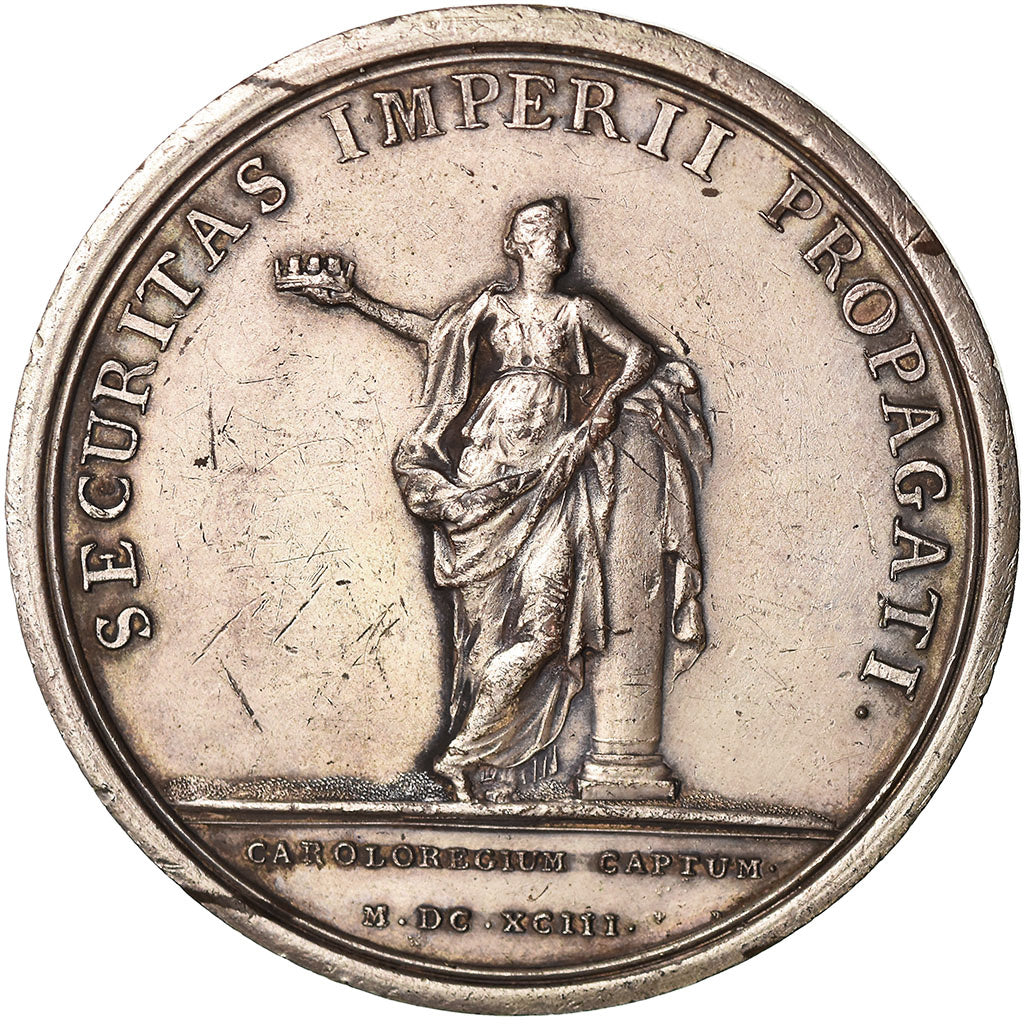 France, Médaille, Louis XIV, Prise de Charleroi, 1693, Mauger, Refrappe, TTB
