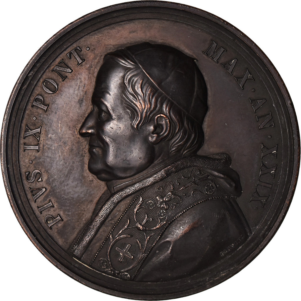 Vatican, Médaille, Pie IX, Basilique Santa-Maria de Trastevere, 1874, Bianchi