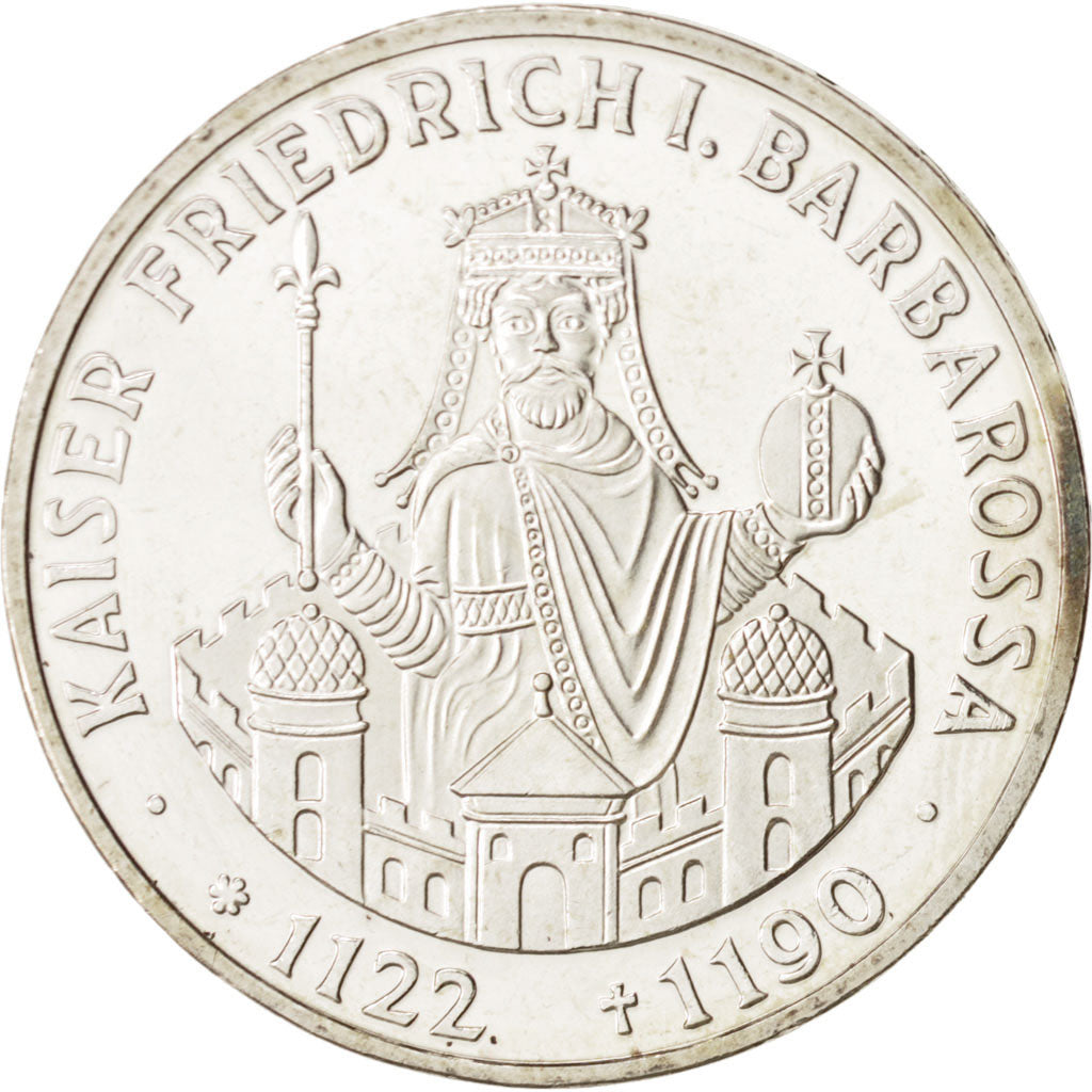 GERMANY - FEDERAL REPUBLIC, 10 Mark, 1990, Stuttgart, Germany, Silver, KM:174