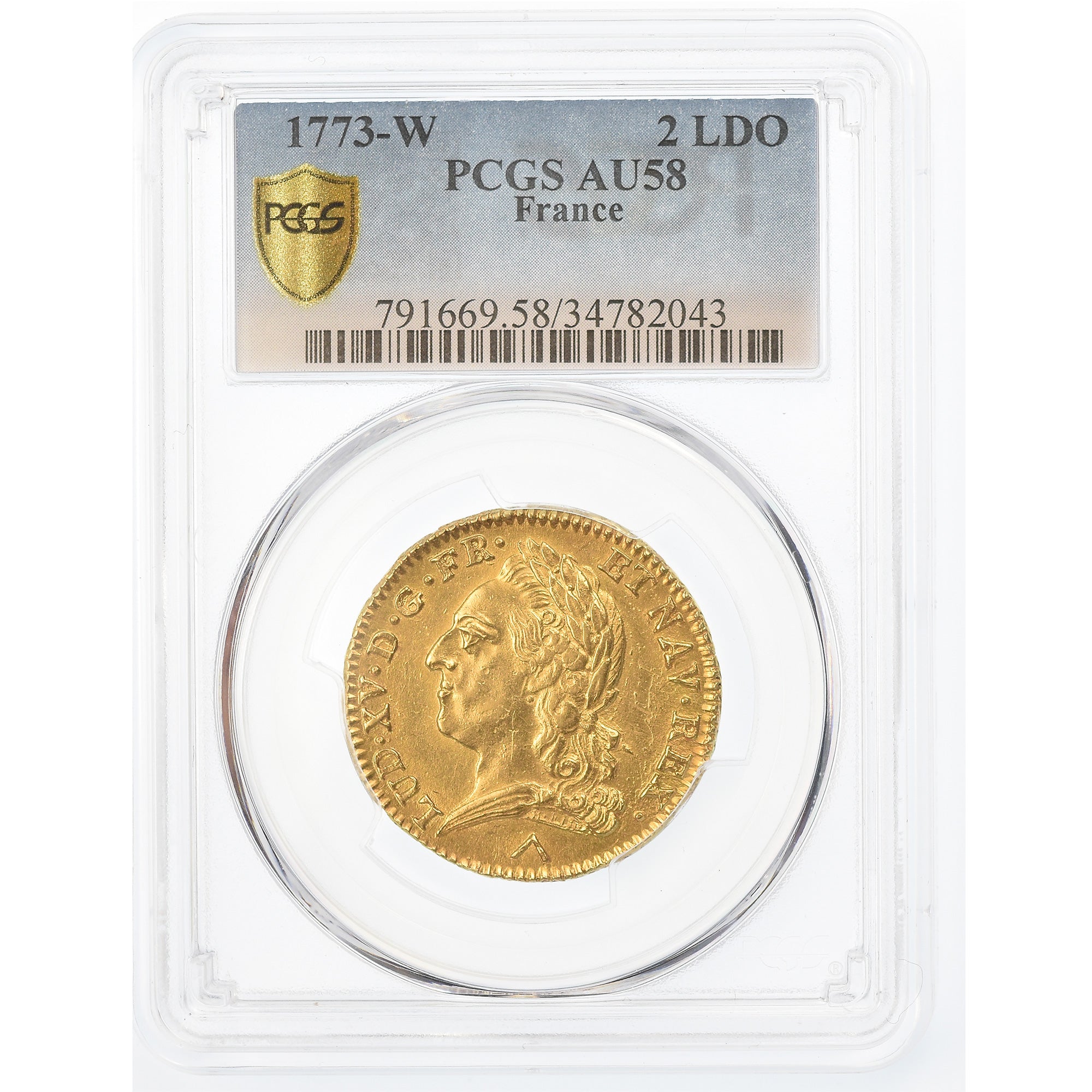 Coin, France, Louis XV, Double louis d'or à la vieille tête, 1773, Lille, PCGS