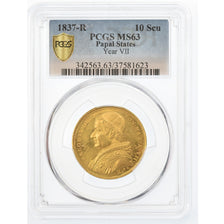 Coin, ITALIAN STATES, PAPAL STATES, Gregory XVI, 10 Scudi, 1837, Roma, PCGS