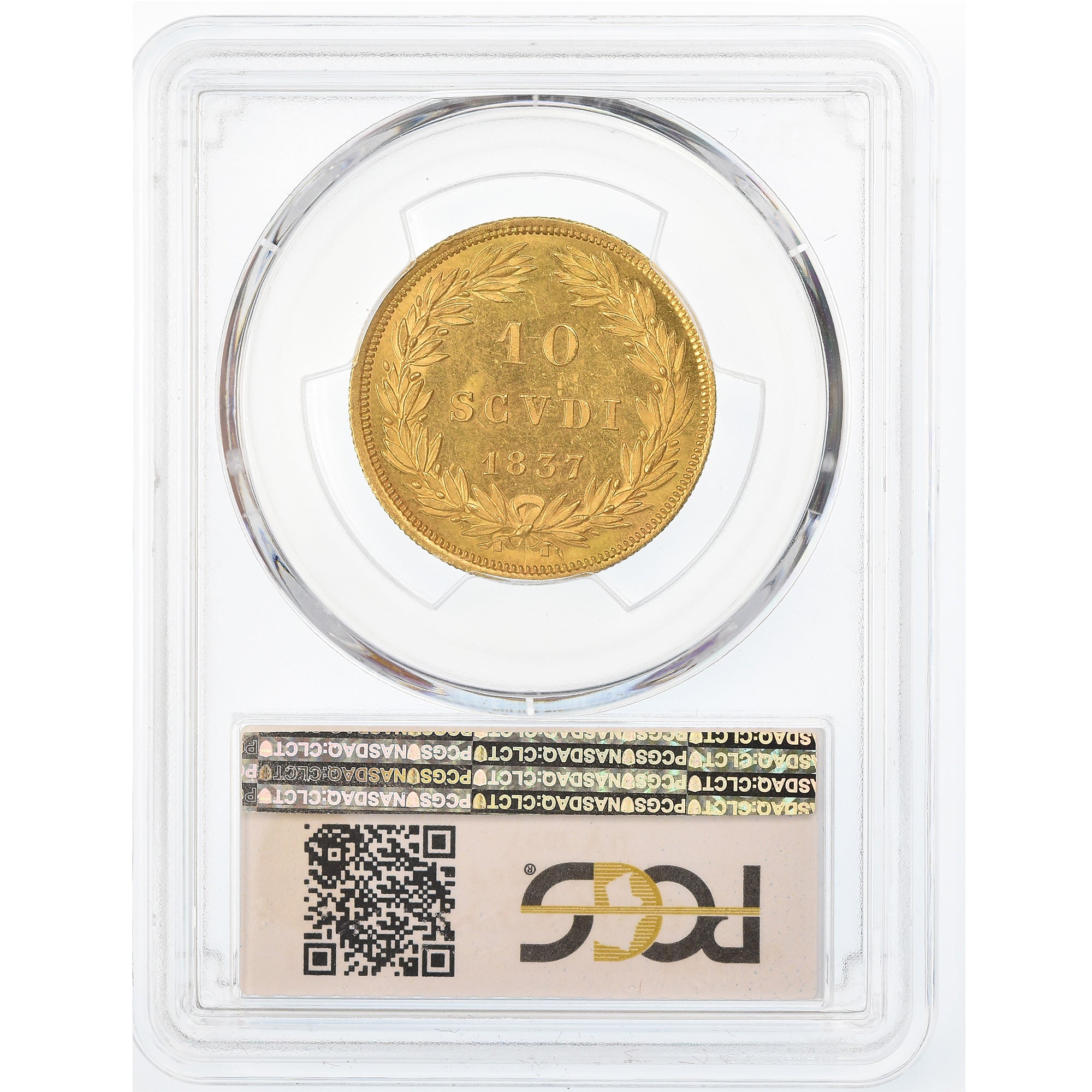 Coin, ITALIAN STATES, PAPAL STATES, Gregory XVI, 10 Scudi, 1837, Roma, PCGS