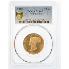 Coin, ITALIAN STATES, PARMA, Maria Luigia, 40 Lire, 1815, Parma, PCGS, MS62