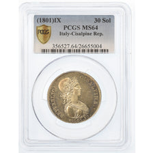 Moneta, STATI ITALIANI, CISALPINE REPUBLIC, 30 Soldi, 1801, Milan, PCGS, MS64