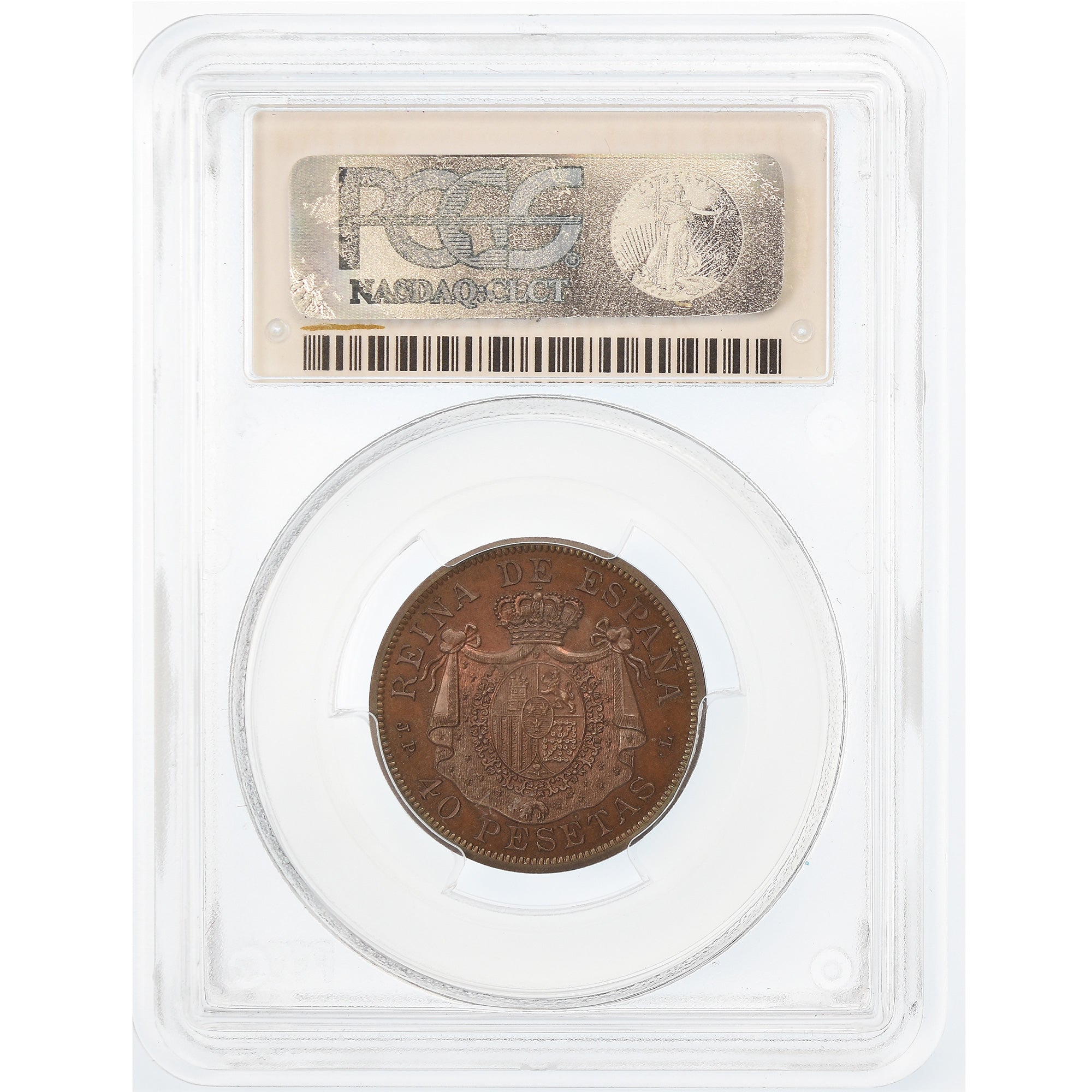 Coin, Spain, Isabel II, 40 Pesetas, 1904, PCGS, PR65BN, Bronze, KM:15b, graded