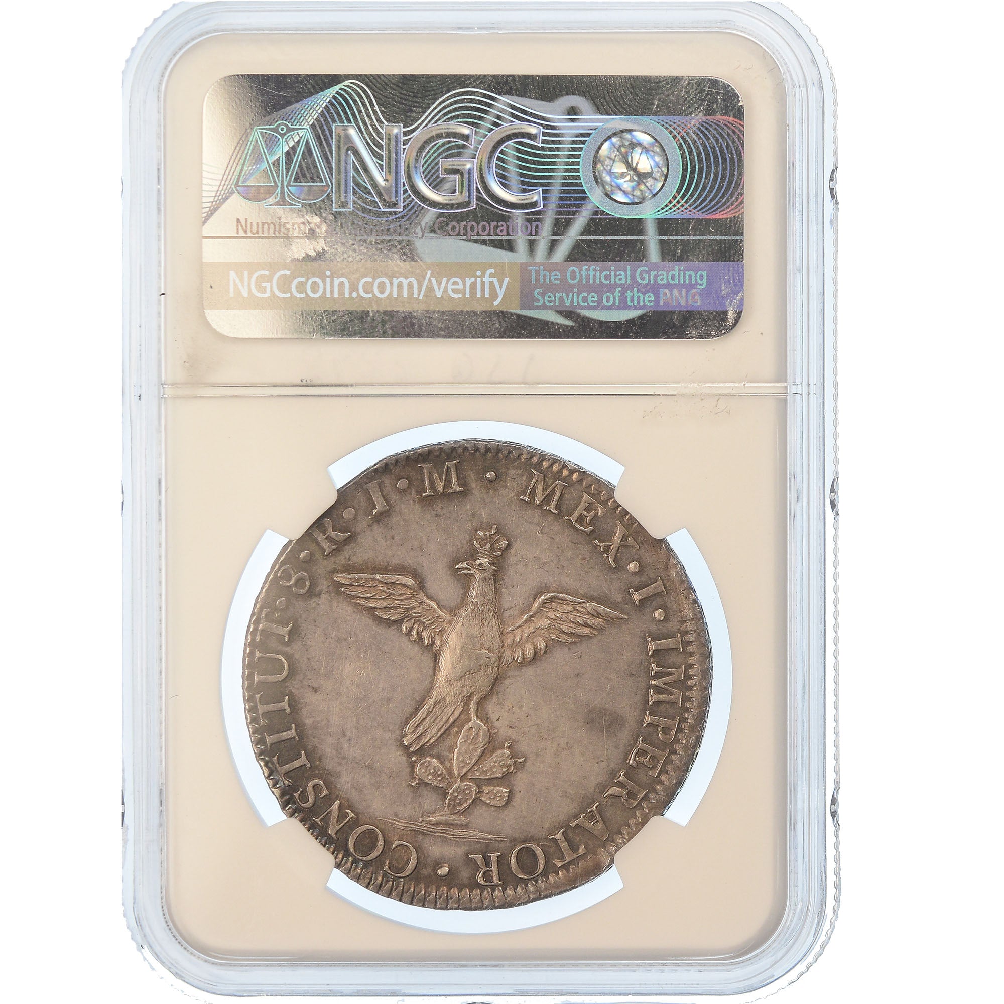 Coin, Mexico, Augustin I Iturbide, 8 Reales, 1822, Mexico City, NGC, MS61