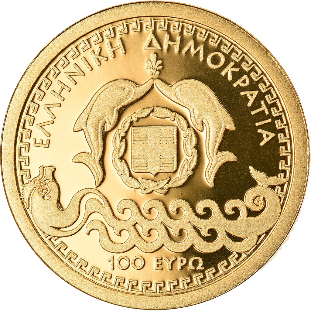 Moneda, Grecia, Poseidon, The God of the Sea, 100 Euro, 2016, FDC, Oro