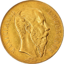 Coin, Mexico, Maximilian, 20 Pesos, 1866, Mexico City, Rare, AU(55-58), Gold