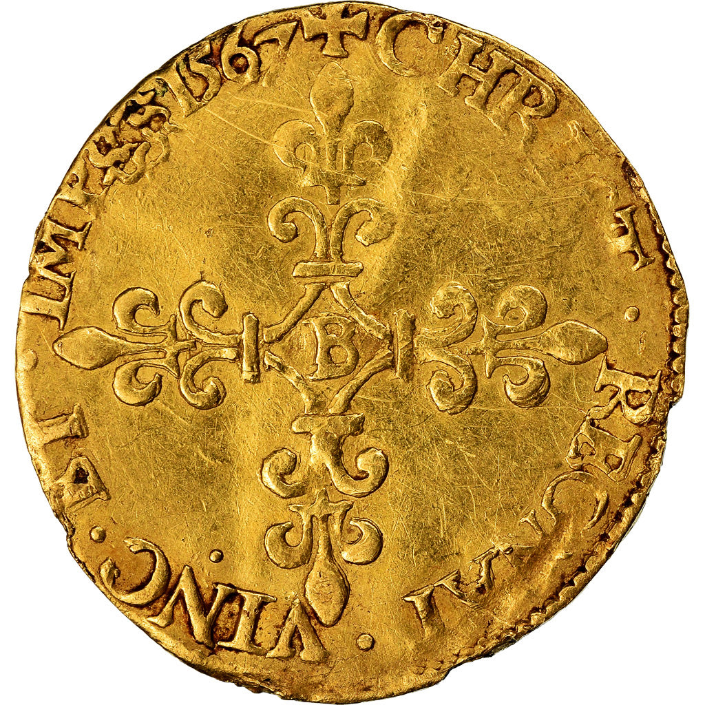 Monnaie, France, Charles IX, Ecu d'or, 1567, Rouen, TTB, Or, Sombart:4904