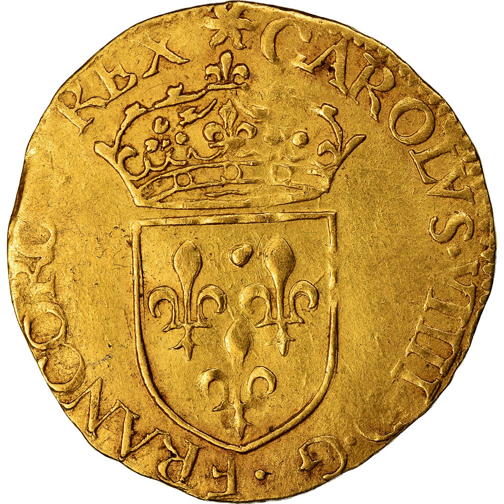 Monnaie, France, Charles IX, Ecu d'or, 1568, Rouen, TTB, Or, Sombart:4904
