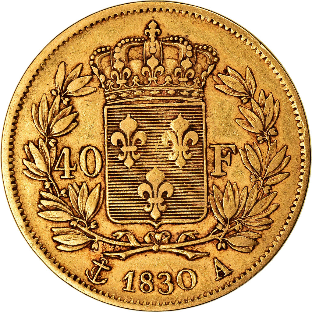 Moeda, França, Charles X, 40 Francs, 1830, Paris, EF(40-45), Dourado, KM:721.1
