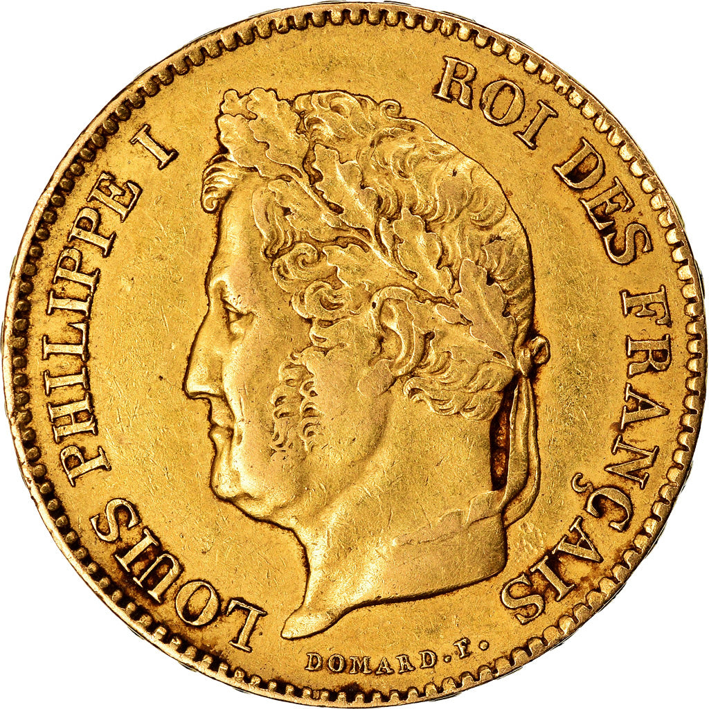 Moeda, França, Louis-Philippe, 40 Francs, 1832, Rouen, EF(40-45), Dourado