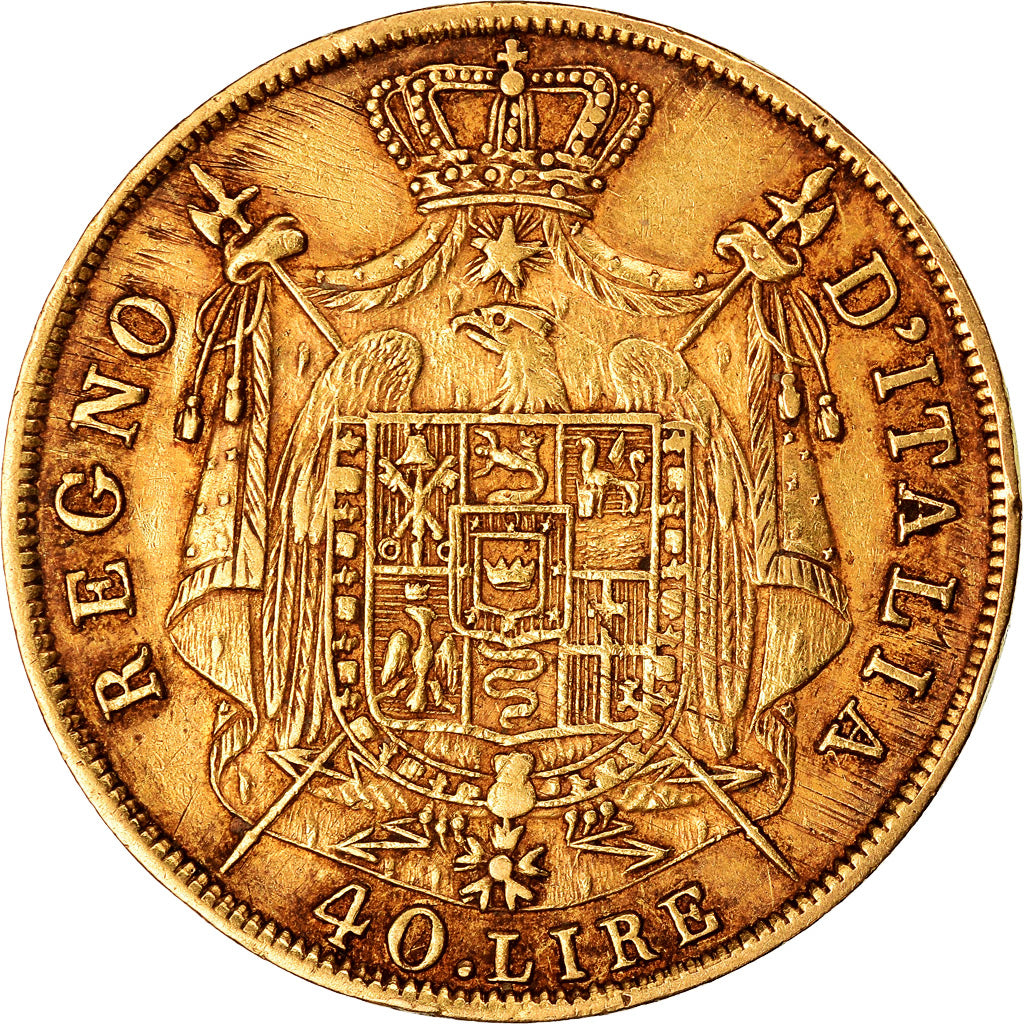 Moeda, ESTADOS ITALIANOS, KINGDOM OF NAPOLEON, Napoleon I, 40 Lire, 1810, Milan