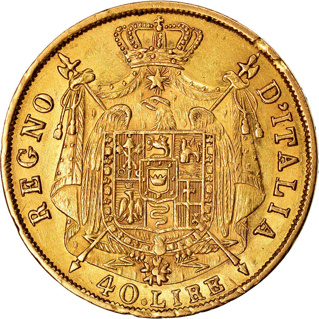 Moeda, ESTADOS ITALIANOS, KINGDOM OF NAPOLEON, Napoleon I, 40 Lire, 1814, Milan