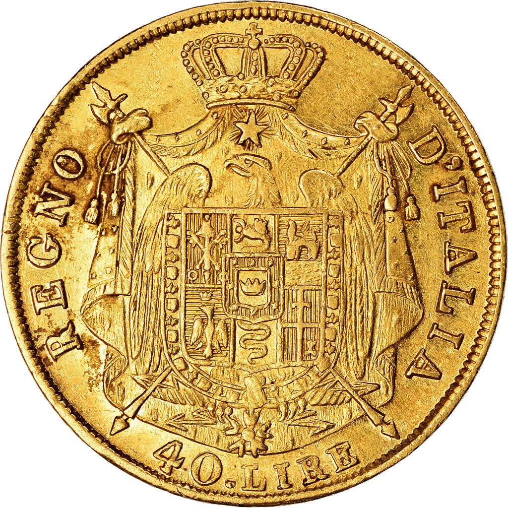 Monnaie, États italiens, KINGDOM OF NAPOLEON, Napoleon I, 40 Lire, 1814, Milan