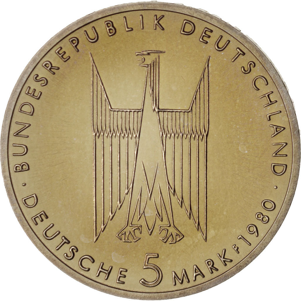 Coin, GERMANY - FEDERAL REPUBLIC, 5 Mark, 1980, Stuttgart, Germany, MS(65-70)