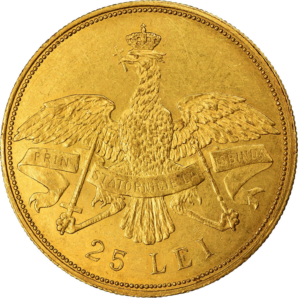 Moneta, Rumunia, Carol I, 25 Lei, 1906, EF(40-45), Złoto, KM:38