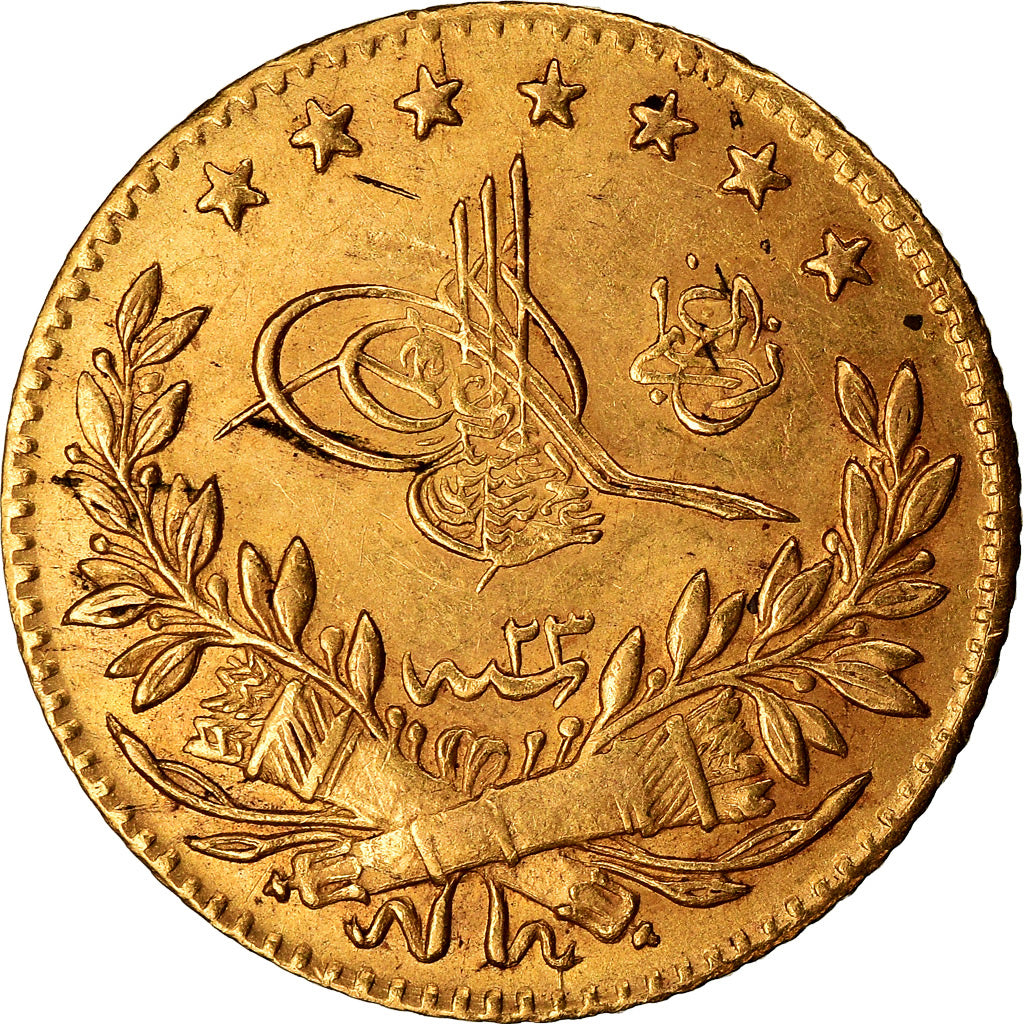 Coin, Turkey, Abdul Hamid II, 25 Kurush, 1897, Qustantiniyah, EF(40-45), Gold