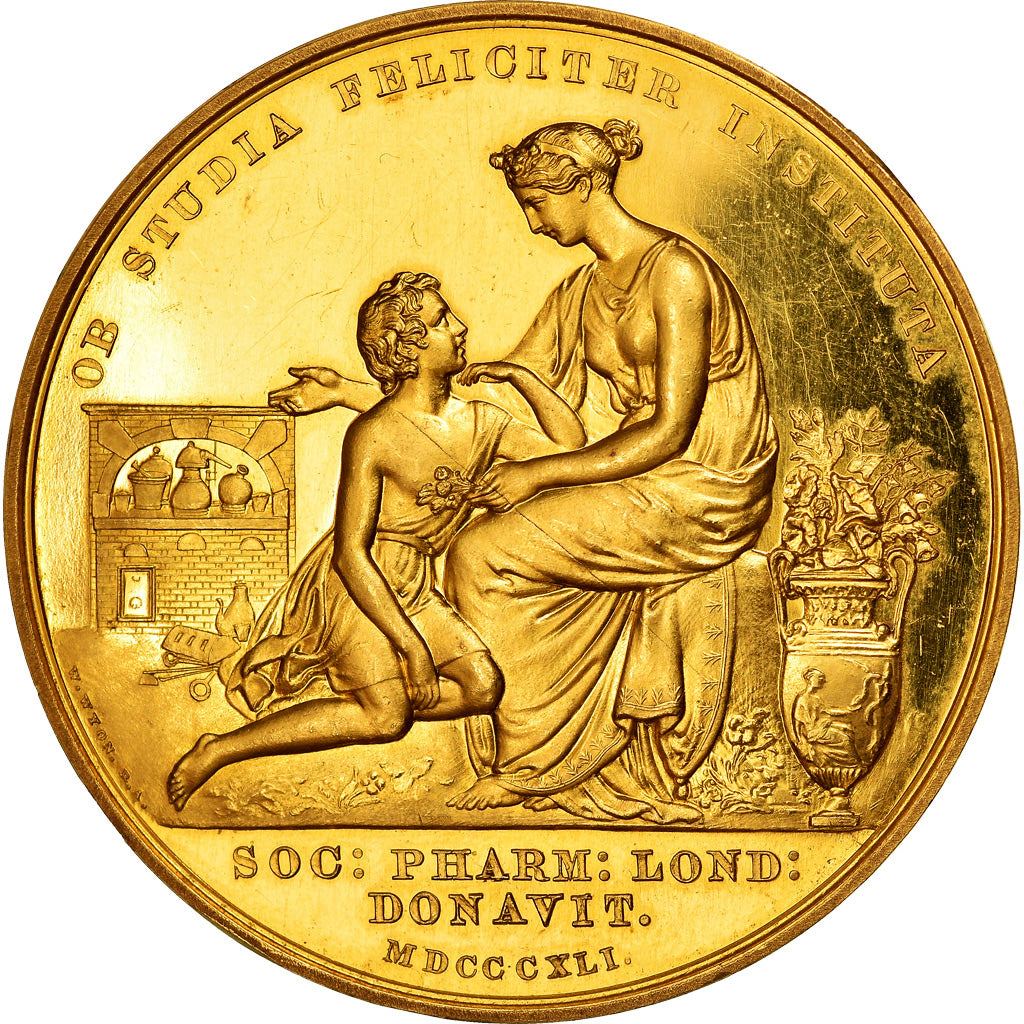 United Kingdom , Medal, Galen, Société des Apothicaires, 1841, Wyon, MS(63)