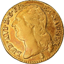 Moeda, França, Louis XVI, Louis d'or à la tête nue, Louis d'Or, 1787, Metz