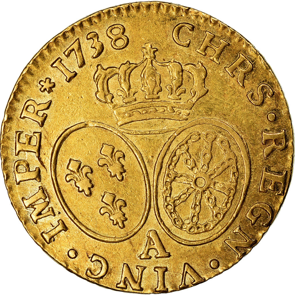 Monnaie, France, Louis XV, Louis d'or aux lunettes, Louis d'Or, 1738, Paris