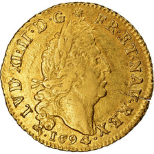 Moeda, França, Louis XIV, Louis d'or aux 4 L, Louis d'Or, 1694, Lyon