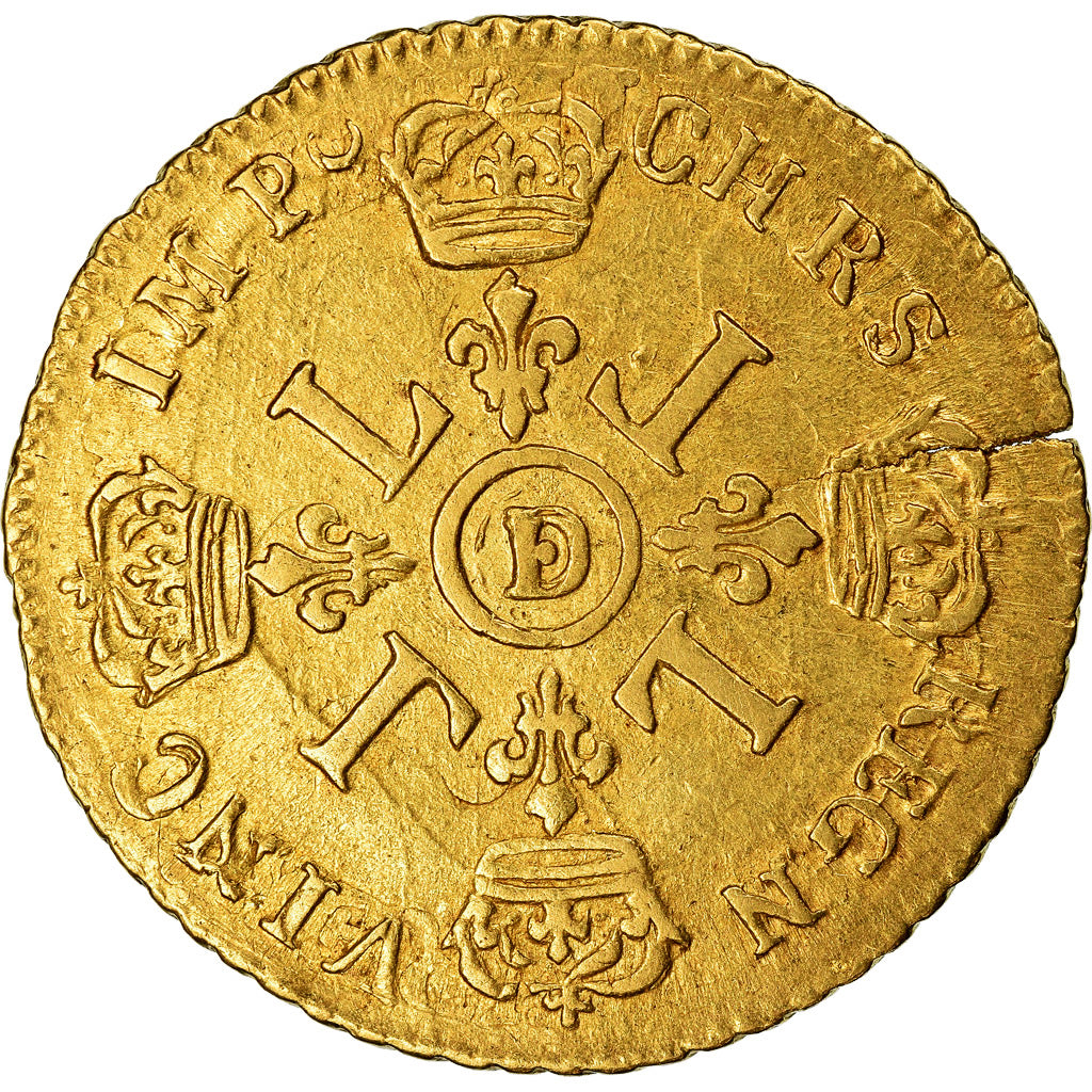 Coin, France, Louis XIV, Louis d'or aux 4 L, Louis d'Or, 1694, Lyon, EF(40-45)