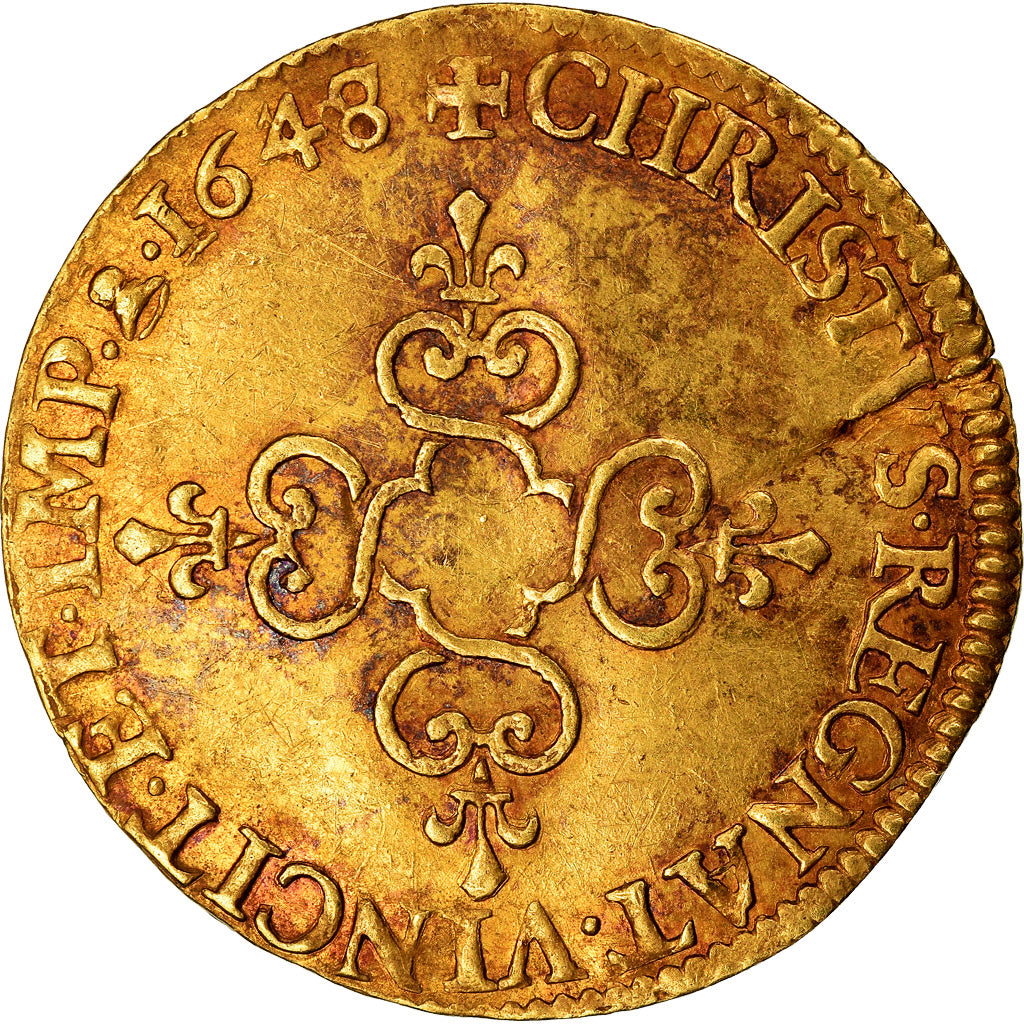 Monnaie, France, Louis XIV, Écu d'or, Ecu d'or, 1648, Amiens, TTB, Or