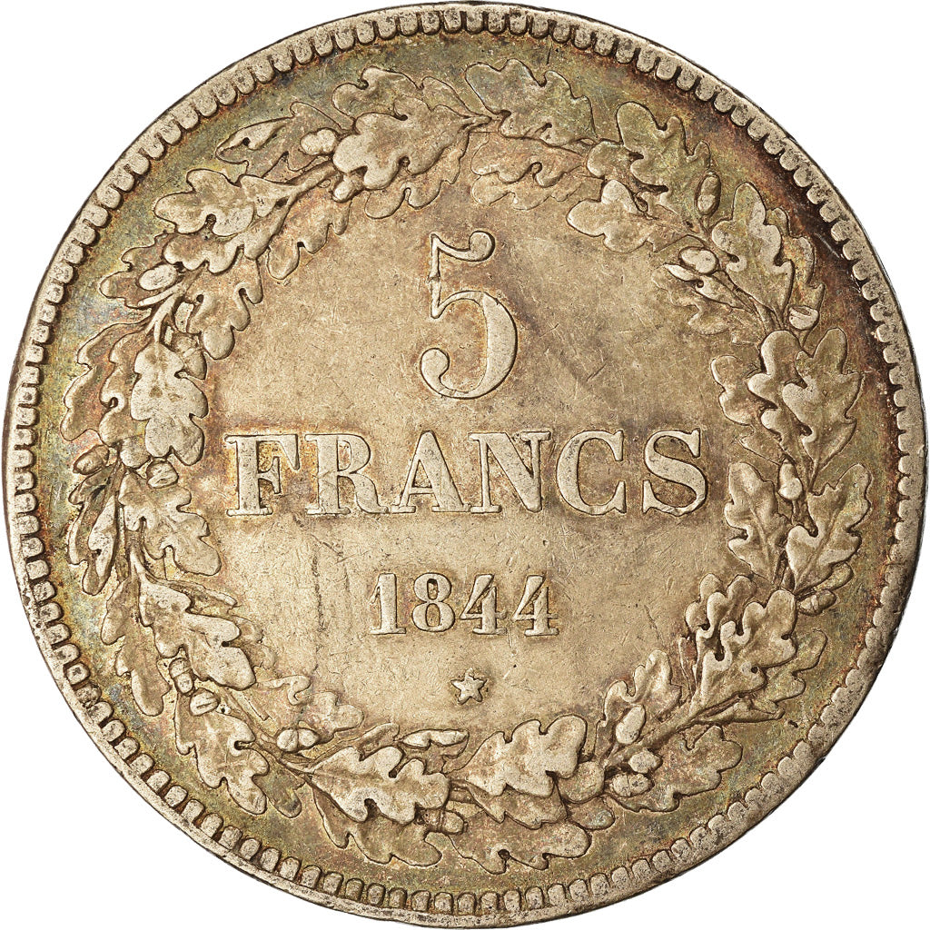 Coin, Belgium, Leopold I, 5 Francs, 5 Frank, 1844, Brussels, EF(40-45), Silver