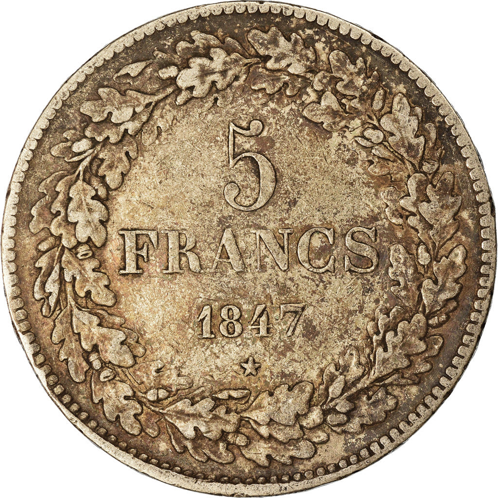 Coin, Belgium, Leopold I, 5 Francs, 5 Frank, 1847, Brussels, VF(30-35), Silver