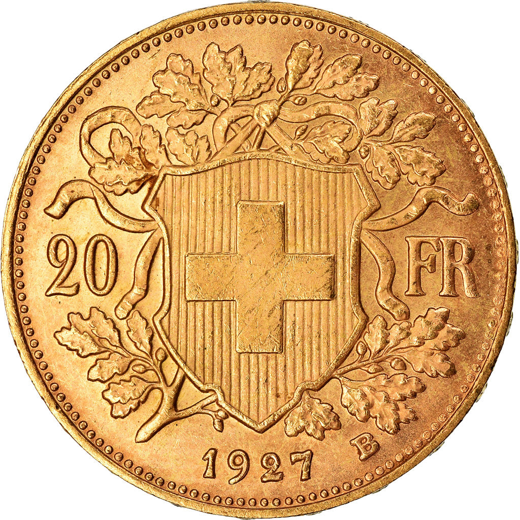 Moneda, Suiza, 20 Francs, 1927, Bern, SC, Oro, KM:35.1